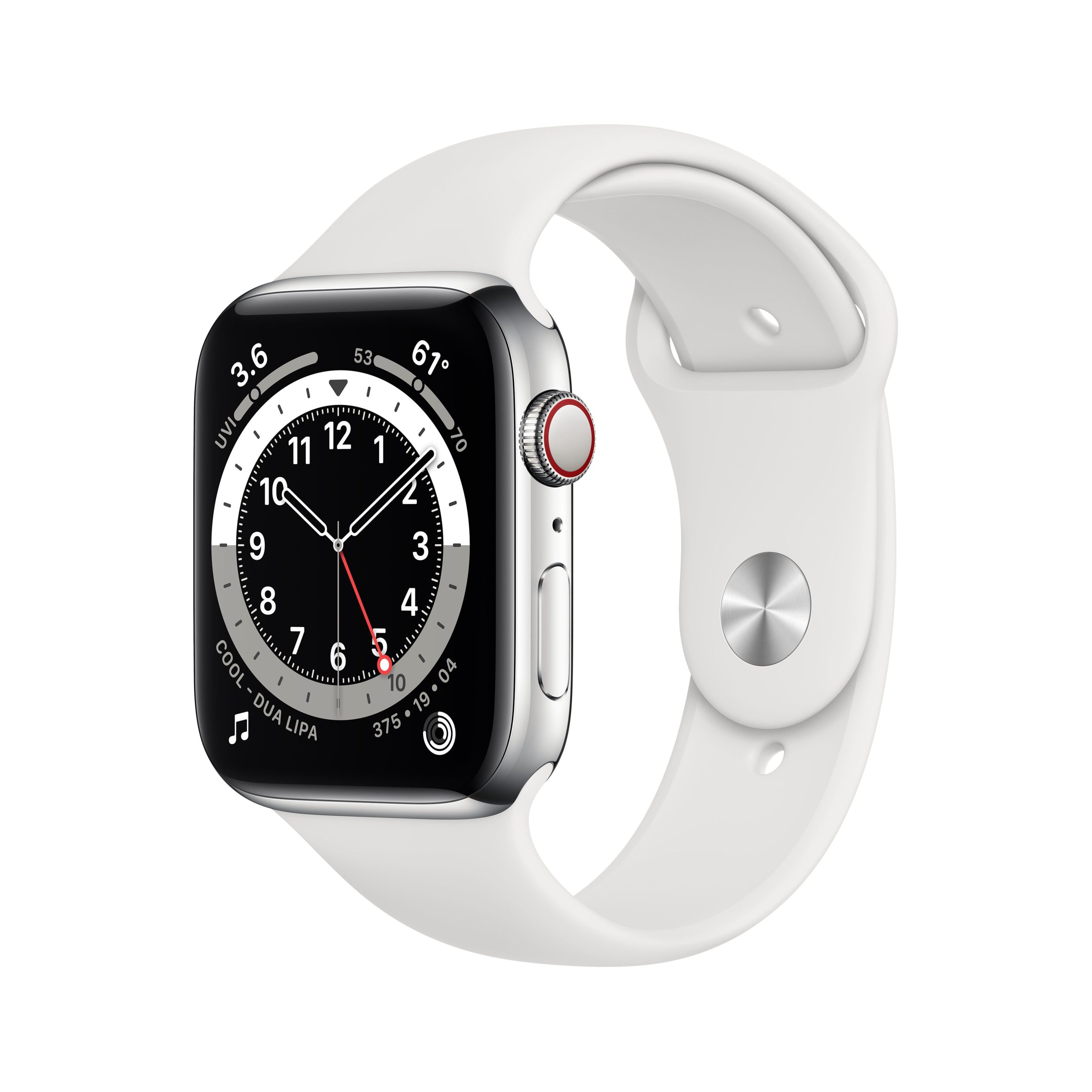 APPLE Apple Watch Series 6 44mm LTE Silver SS Stainless Steel | White Sport Band